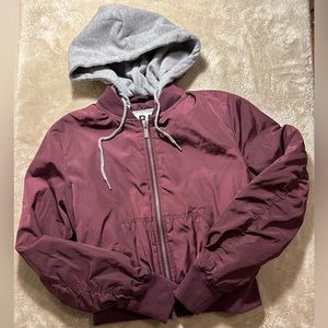 Bomber jacket with removable hood